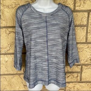 T by Talbots Blue white stripes Stretchy Blouse 
Comfy Tunic
Size M P